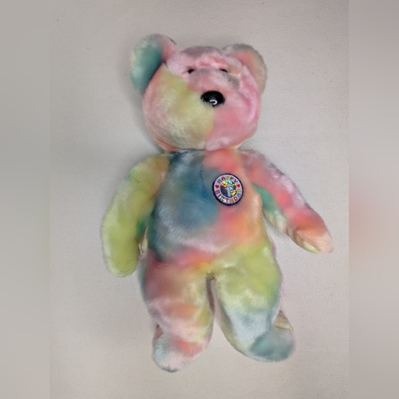 Ty Incorporated Bear Happy Birthday Plush Stuffed Toy 2000 Tie Dye M-2 - Picture 5 of 9